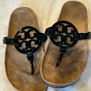 TORY BURCH Miller Cloud Sandal Perfect Black Natural Size 9 US